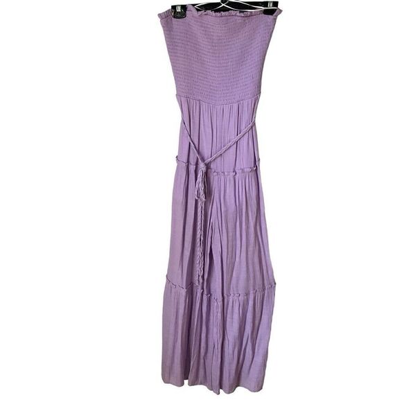 Love Tree Tiered Lavender Smocked Wide Leg Jumpsuit, M. - Picture 2 of 16